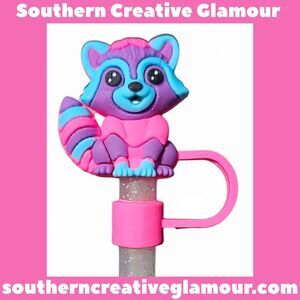 Colorful Raccoon 10mm Straw Topper | Tumbler Accessory | Straw Cover